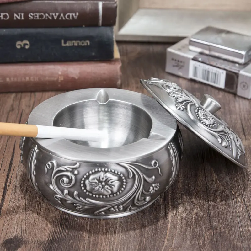 

european metal ash tray with lid vintage lid holders cendrier cigare smoking accessories ash tray vintage AT013