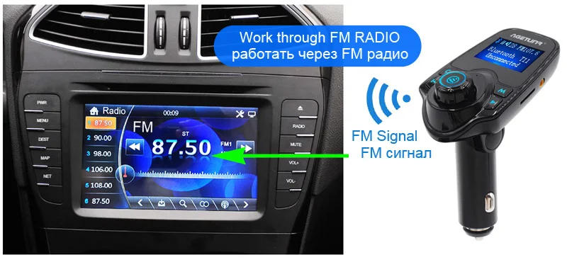 AGETUNR T11 Bluetooth автомобильный комплект громкой связи MP3 плеер fm-передатчик 2 USB Автомобильное зарядное устройство 5 В 2.1A, поддержка Micro SD карты и u-диска