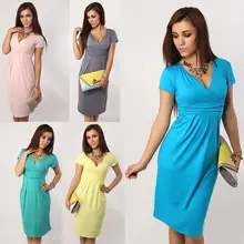 Fashion Sexy V-neck Pregnant Paragraph Stretch Dress Clothes Slim Package Hip Skirt Dresses Maternity Gowns Vetement Maternite