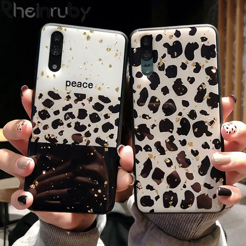

Rheinruby Bling Gold Foil Leopard Case For Huawei P20 Mate 20 P10 Plus Mate 20 Pro Mate 10 Pro Honor 7X 8X Honor 10 9 Lite Cover
