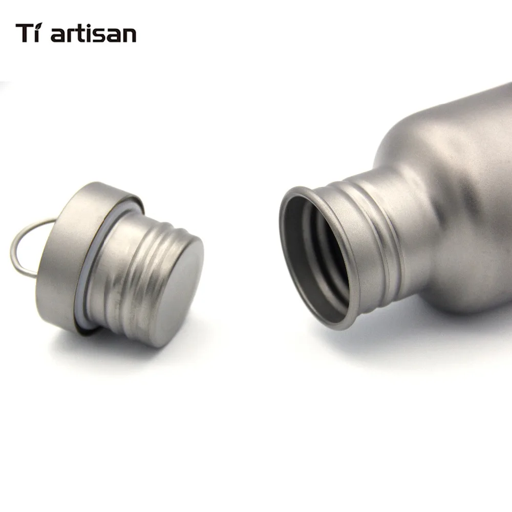 Tiartisan Titanium Cycling Water Sport bottle 750ml Lightweight Camping Drinkware with Titanium lid and plastic lid Ta8388