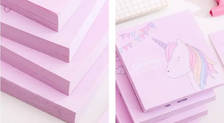 Kawaii Pink Unicorn Post His sticker Студенческая портативная записная книжка для офиса квадратное сообщение N Times стикер школьные принадлежности канцелярские принадлежности