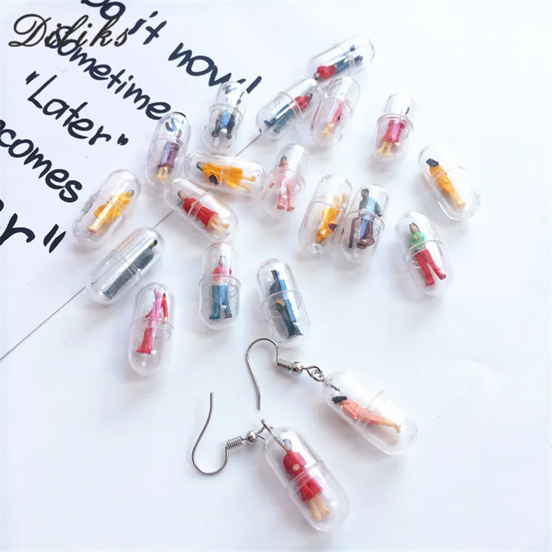 

Diliks Funny Handmade Cute Capsules Colorful Humanoid Fun Drop Earrings Female Creative Personality Pill Earrings for Women Girl