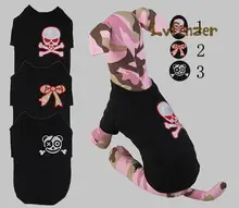 Pet Products Dog Supplies cotton black Puppy Summer Printing skeleton vest T Shirt Tshirt Clothes