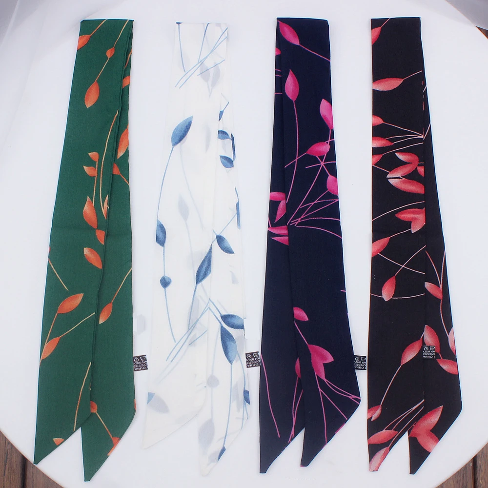 

2019 Twill narrow long Scarf fashion woman Tie Bag Handle Ribbon Hairband Shawl Scarf headscarf skinny scarves small silk scarf