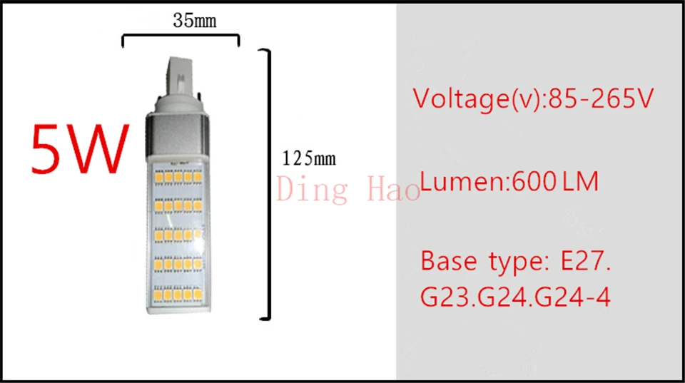 1 шт./лот горизонтальный разъем лампы светодиодные лампы 5W7W9W11W12W14W 5050 SMD25 35 44 52 60 64 LED G24 E27G23 мозоли лампы белый/теплый белый