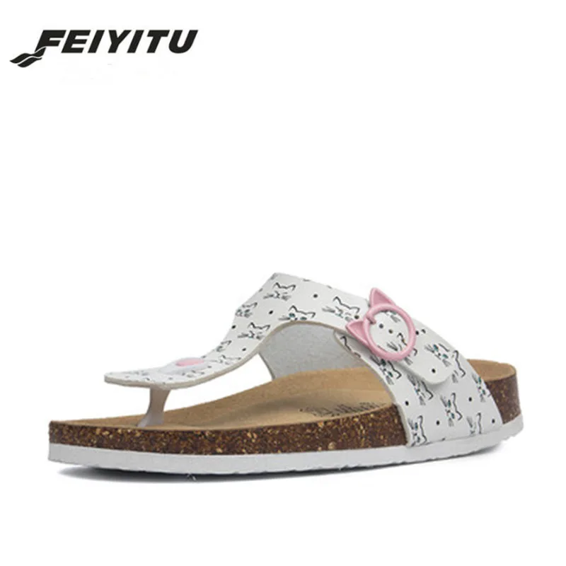 

Feiyitu New Women Cork Flip Flops Slipper Casual Summer Beach Mixed Color Slip on Slides Shoe Flat With black white pink yellow
