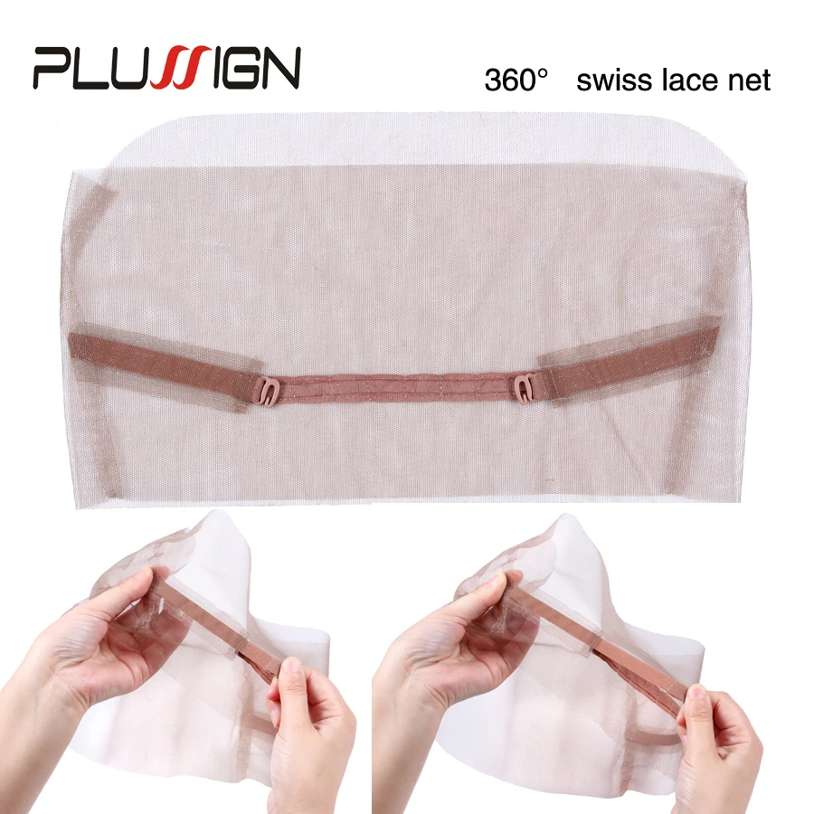 1-2 Pcs/Lot Plussign Swiss Lace Base Net For Wig Caps For Making Wigs 4x4 13x4 360 Size Lace Wig Nets Invisible Hairnet For Hair