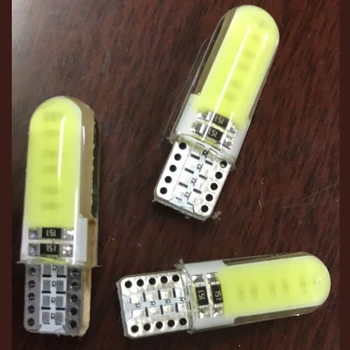 

100X High quality Car LED Light T10 2 leds COB 12 chips W5W 147 168 Wedge Door Instrument Side Bulb Lamp DC 12V Free shipping