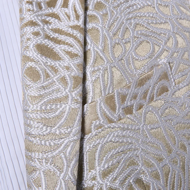 PYJTRL Men Fashion Beige Thick Jacquard Floral Pattern Stage Singer Costumes Blazer Hombre 2018 Wedding Groom Suit Jacket|blazer hombre|costume