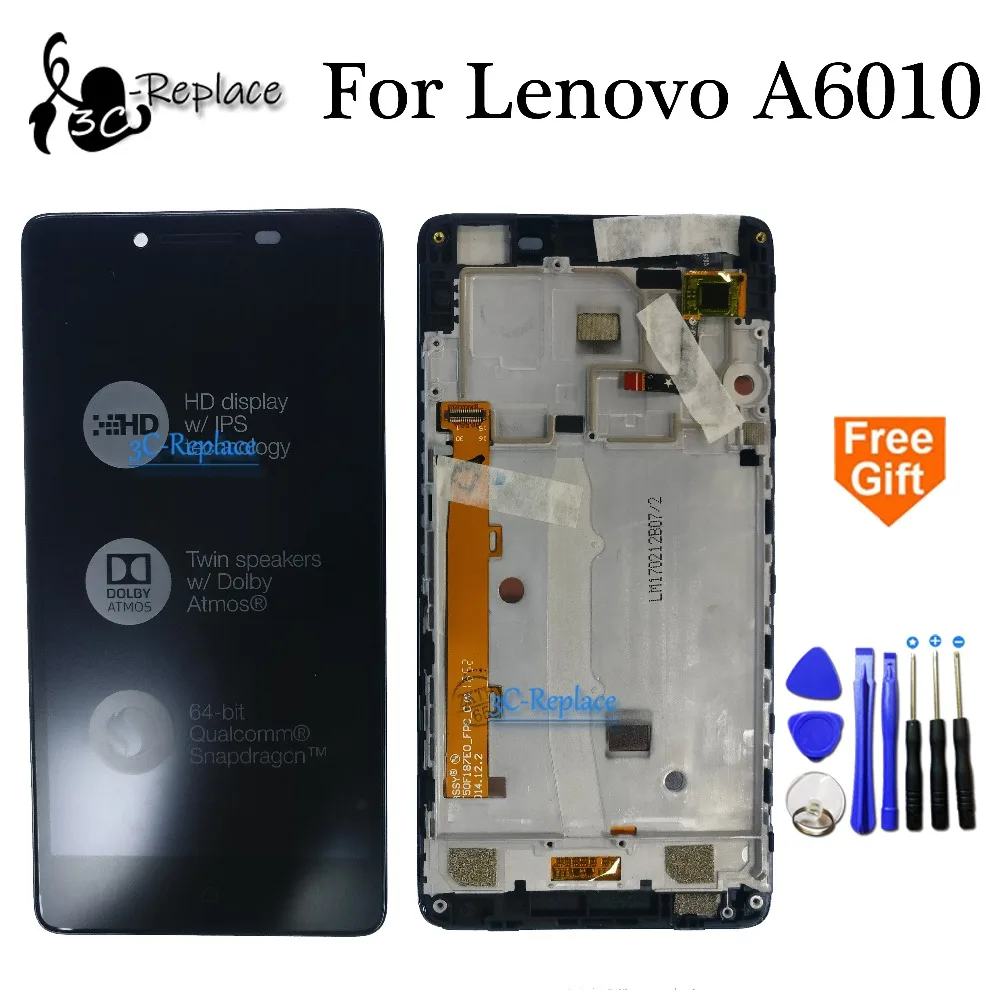 Оригинальный черный 5 0 дюймов для lenovo a6010 ЖК-дисплей с сенсорным экраном