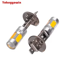 2 шт 12 V светодиодный Voiture Jour Броиллард Lumieres de concuite лампе ампулы DRL H1 7,5 W, jaune H3