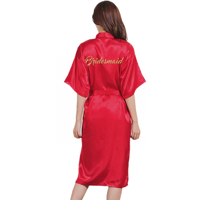 TJ02 женский халат с буквенным принтом для невесты, подружки невесты, вечерние халаты - Цвет: Red Bridesmaid