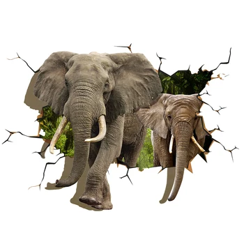 

Tancredy 50*36cm Funny 2 Elephants Cartoon Car Stickers 3D Vinyl Window Body Wall Colorful Sticker Car Decals Car Styling