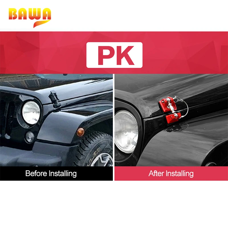 BAWA крышка двигателя Замок капота для Jeep Wrangler 2007 2017 JK Ретро металлический замок