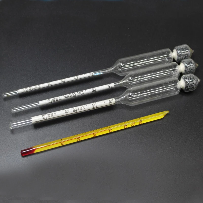 3PCS Hydrometer Alcoholmeter Set 0 to 100 Alcohol Meter Tester