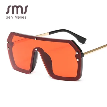 

New Oversized Siamese Square Sunglasses Women Mirror Shade Vintage Male Eyewear Windproof Retro Glasses W Irregular Okulary