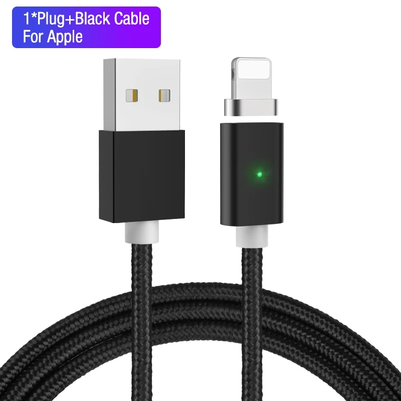Posugear Магнитный 3 в 1 кабель для быстрой зарядки usb type C и Micro 1 м кабель для iphone Магнитный зарядный кабель для iphone samsung xiaommi - Цвет: Black For iphone