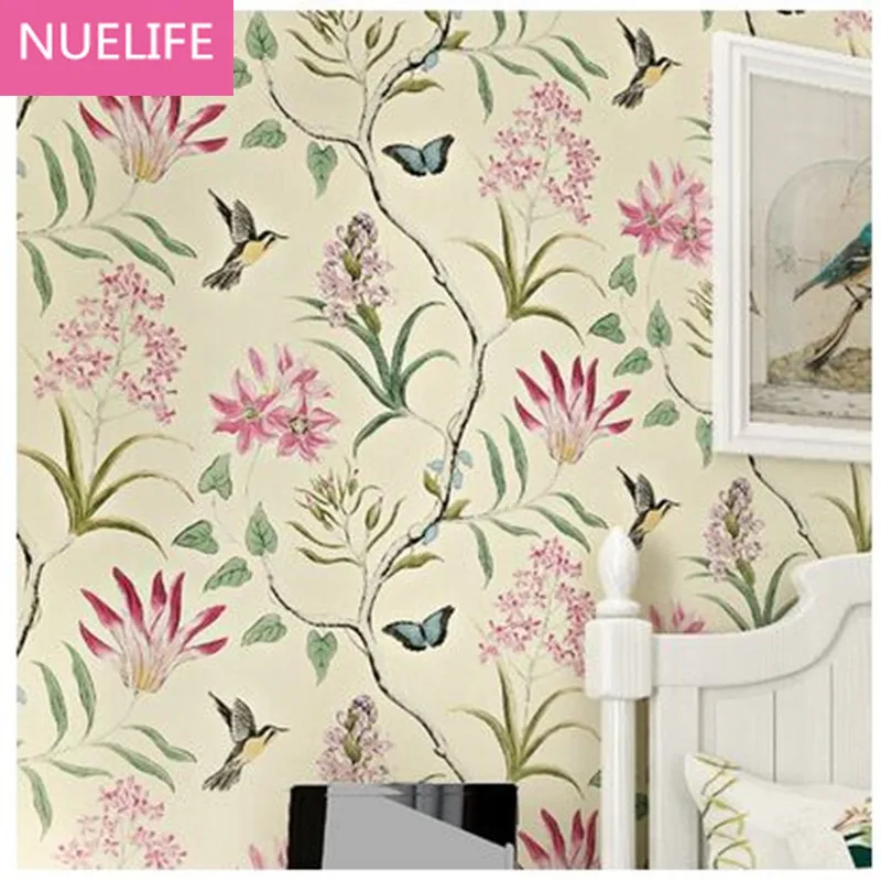 

0.53x10m Village style Flower Patterns Nonwovens Wallpapers Bedroom Living Room TV Walls Sofa Beds Background Wallpapers
