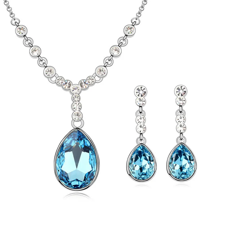 

Baffin Hot Water Drop Crystal From SWAROVSKI Fashion Maxi Pendant Necklace Dangle Earrings For Women Wedding Party Jewelry Sets