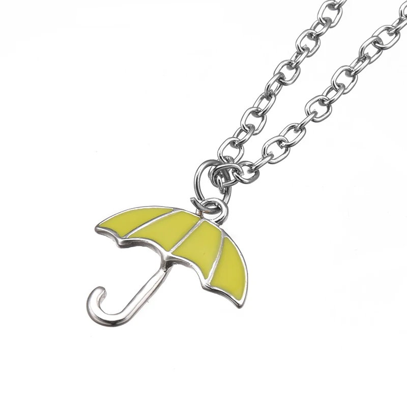 Ожерелье с желтым зонтиком и голубым французским Рогом, подарок для поклонников Collier Femme - Окраска металла: yellow