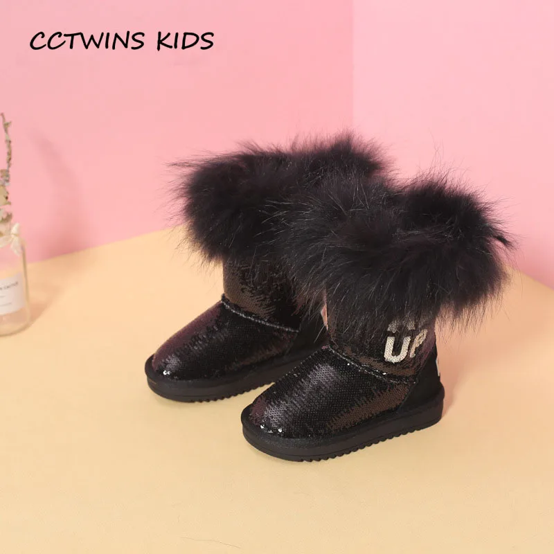 

CCTWINS KIDS 2018 Winter Toddler Genuine Leather Warm Shoe Baby Girl Fashion Glitter Snow Boot Children Knee High Boot CS1522