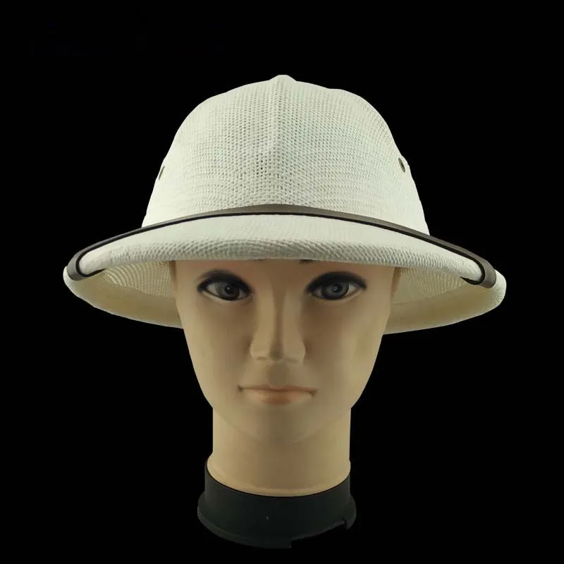 Соломенный шлем ПИФ ведро шапки для мужчин и женщин Fedora Вьетнамки войны солнце шляпа папа соломенные шляпы сафари джунгли шляпа Землекопа - Цвет: white