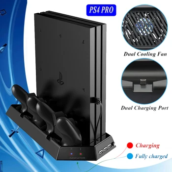 

PS4 Pro Accessories LED Vertical Stand Cooling Fan Cooler Controller Chaeger Charging Dock Station for Sony PlayStation 4 Games