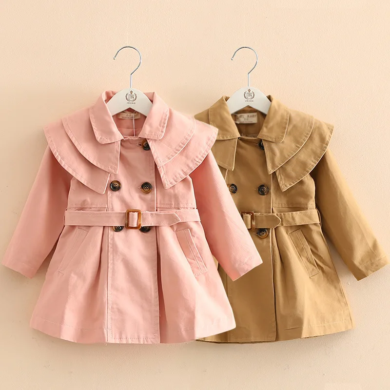 Пальто для маленьких девочек, осеннее пальто для маленьких девочек, модный детский плащ, зимняя куртка с поясом для малышей, верхняя одежда для девочек 1, 2, 4, 5, 6, 8 лет