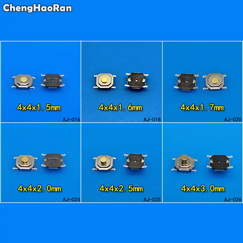 ChengHaoRan 100x Waterproof Microswitch Tactile Tact 4 Pin Push Button Switch Momentary SMD G08 Drop ship 4x4x1.5/2/2.5/3mm | Мобильные