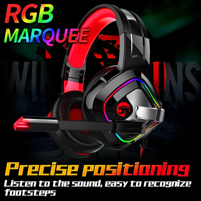 Игровые наушники большие с RGB подсветильник кой стерео микрофоном 3 5 мм глубокими