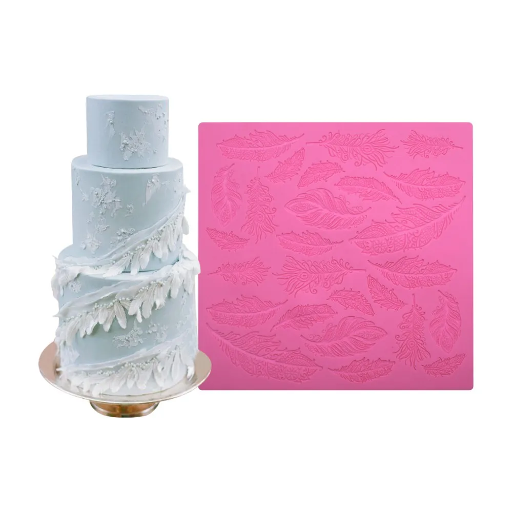 Feather Partten Cake Lace Mats Fondant Silicone Mold Fondant