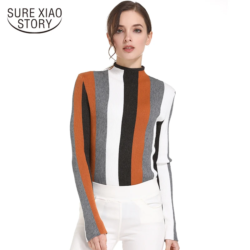 

Knit turtleneck sweater women cloth fashion 2019 long sleeve pullovers women sweater striped knitted sweater Full 1327 45