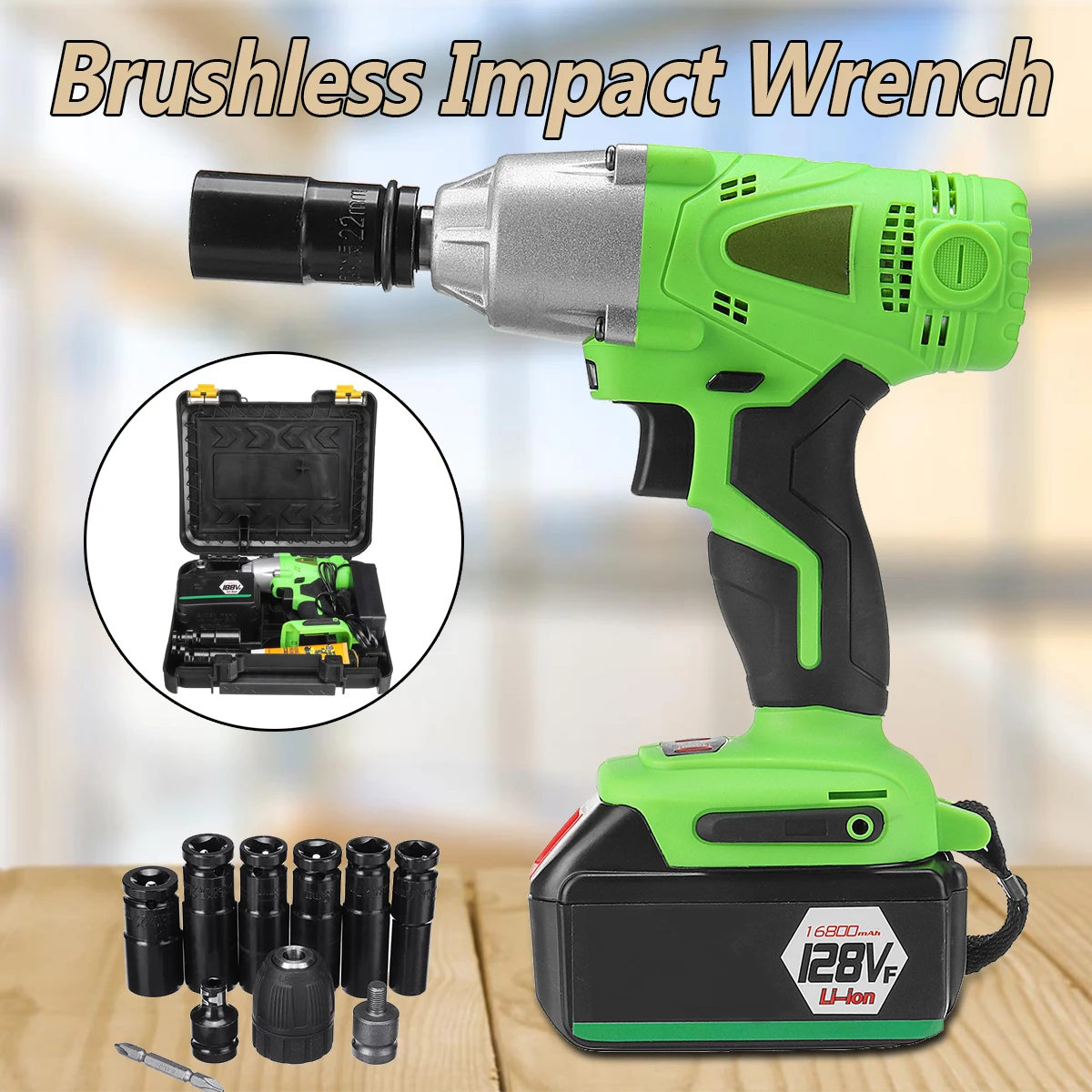 

12800/16800/18800/21800mAh Brushless Cordless Impact Wrench Drill Electric Screwdriver Socket Drill Installation Power Tool