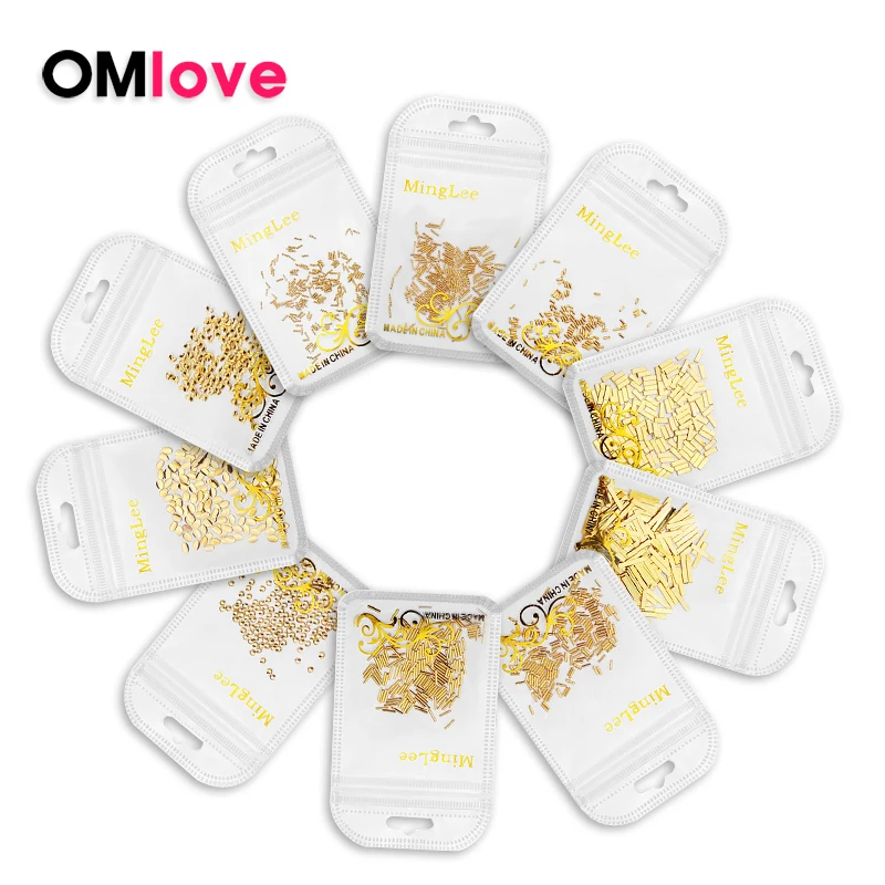 

OMlove 1Pcs 3D Metal Nail Art Decorations For Nail Art Design DIY Small Square Gel Nail Accessories For Fingernail Decoration