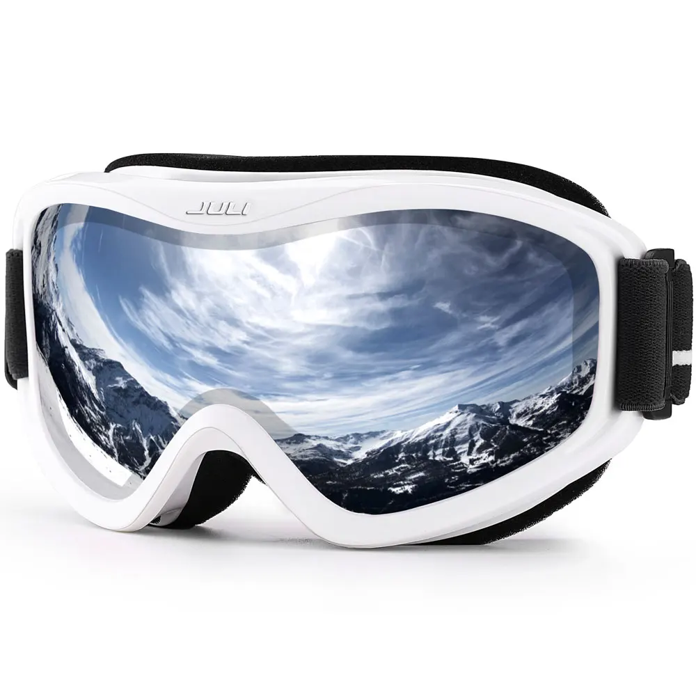 Лыжные очки, зимние снежные виды спорта с анти-туман двойные линзы Лыжная маска очки лыжные Мужские Женские снежные очки - Цвет: C19 WHITE SILVER