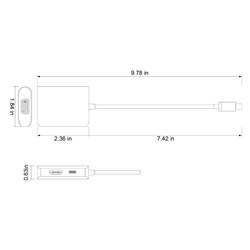 YUNCLOUD USB концентратор Тип C к HDMI 4K 30Hz VGA 1080P 60Hz разветвитель с Type PD зарядный адаптер