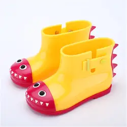 Scsech Новый Карамельный цвет Водонепроницаемый детские резиновые сапоги детские резиновые обувь с принтом обувь для мальчиков девочек желе