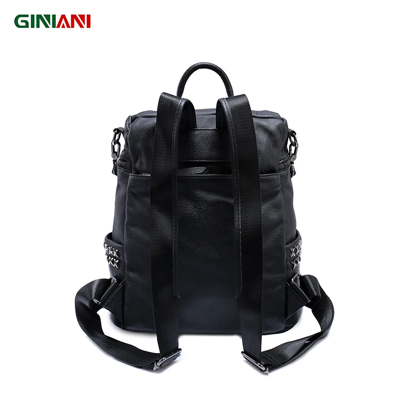 Рюкзак унисекс из натуральной кожи с заклепками на молнии спереди|rivet backpack|style
