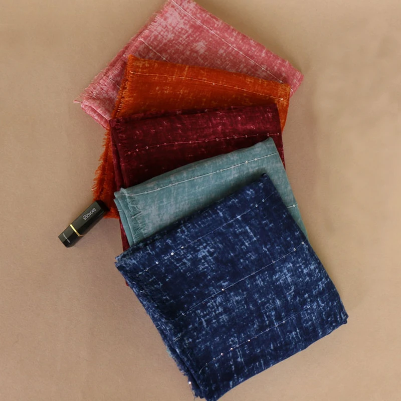 

Women Cotton Scarf Tie-Dye Retro Vintage Striped Sequin Scarves Fringes Autumn Winter Shawl Hijab Scarf Head Wraps Turkey Scarfs