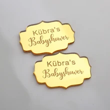 20 шт Акриловые зеркальные золотые свадебные именные Персонализированные Бирки Пригласительные открытки на день рождения Babyshowers подарки для гостей