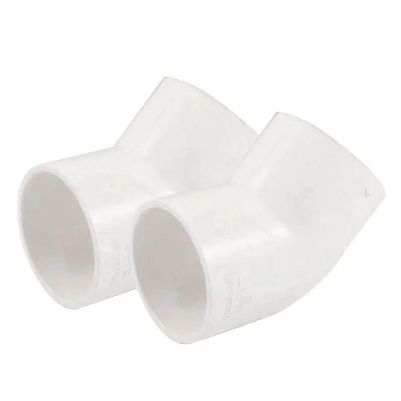 2 Pcs 50mm Dia 45 Angle Degree Elbow PVC Pipe Fittings Adapter