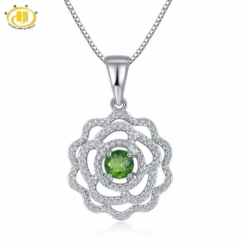 

Hutang 0.53ct Natural Gemstone Chrome Diopside Solid 925 Sterling Silver Pendant & Necklace Fine Jewelry For Women