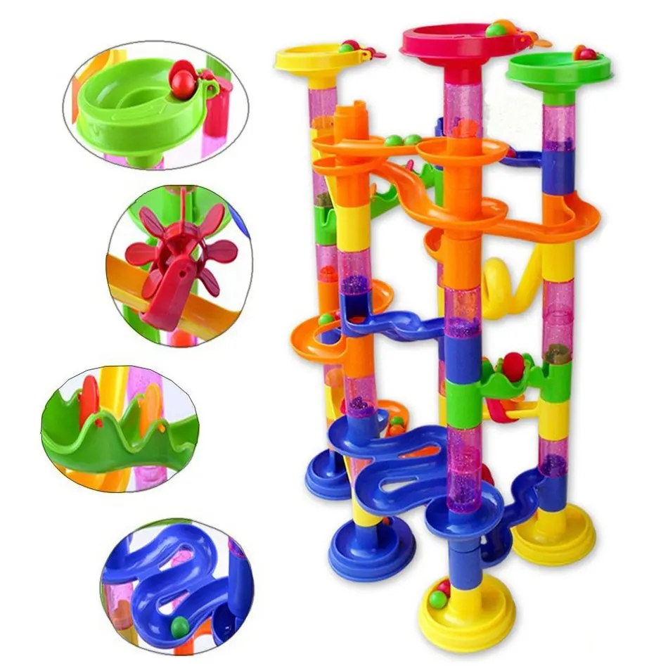 

150pcs Color Building Blocks DIY Construction Marble Race Run Maze Balls Pipeline Type Track Building Blocks Gift For Children