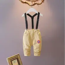 Новинка года; модные весенние штаны для малышей; хлопковые съемные нагрудники для мальчиков и девочек; осенние повседневные штаны с эластичной резинкой на талии; детская одежда