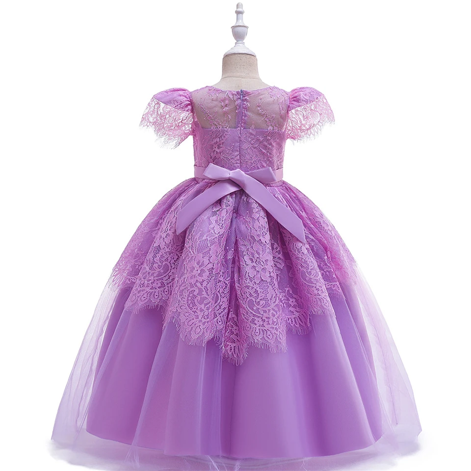 Великолепные пышные платья для девочек; желтое, розовое платье для первого причастия; детское свадебное платье для дня рождения; кружевное длинное платье для торжеств