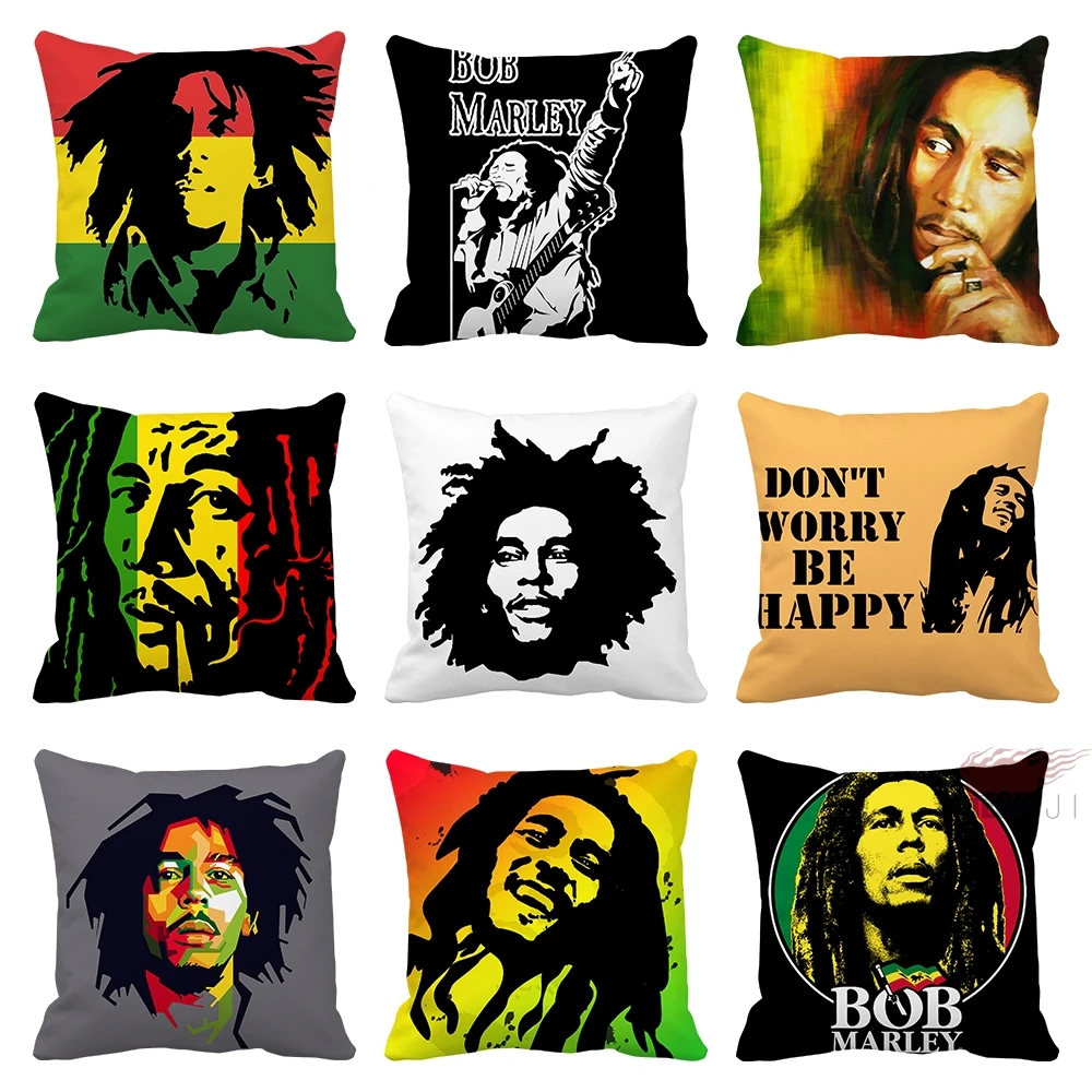 Bob Marley Singer reggae music rock roll Multi Size Throw Pillow Case