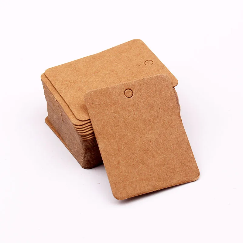 

Wholesale 100Pcs/lot Kraft Paper Cards 3x4cm Brown Cardboard Hang Tags Square Shape Jewelry Display Cards Price Label Tag