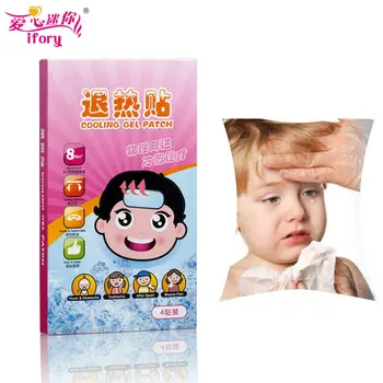 

Ifory Brand 4 Pieces/Box Cooling Gel Patch Reusable Headache Stress Pain Relief Pad Natural Herbal Ice Cool Fever Plaster