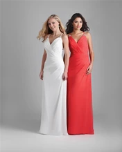 2015 New Stylish Spaghetti Straps V-nack Cross Back Chiffon Bridesmaid Dresses Long Prom Dresses Rendas Do Vestido Longo